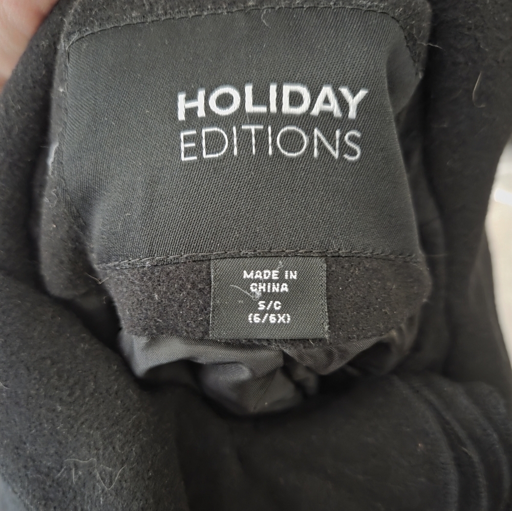 Holiday Editions Elegant Black Coat with Ruffle Detail Girls Size Small(6/6x) - Picture 4 of 6